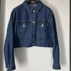 濃いデニムブルー クロップドジャケット