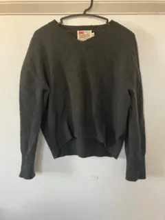 トラディショナルウェザーウェア　ダークグレー Vネック 長袖セーター