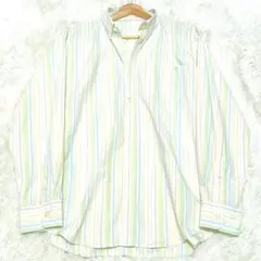 PAPAS シャツ ストライプ マルチカラー パステル L 日本製
