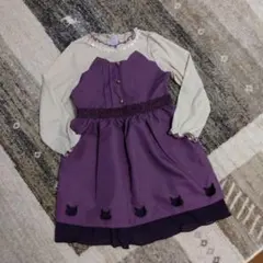 美品 axesfemmekids猫モチーフ パープル ワンピース