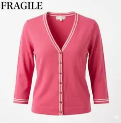 良品 三陽商会 フラジールトリムカーディガン ピンク 春ニット M Y2K