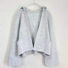【日本製】SNIDEL クロップド丈 フーディーカーディガン ライトグレー