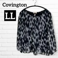 Covington 【LL】アイカット柄 シフォン ブラウス 裾フリル ゆったり