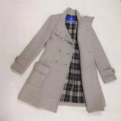 バーバリーブルーレーベル スタンドカラーコート ノバチェック アンゴラ混
