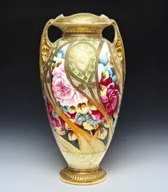 a68オールドノリタケ 1891年 点盛双耳花瓶 桐箱付 初期 希少作品 a68オールドノリタケ 1891年 点盛双耳花瓶 桐箱付 初期 希少作品