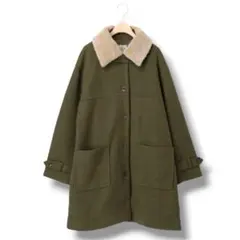 サマンサモスモス　取り外しボア襟付 ミドル丈コート　カーキ 秋冬