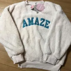 新品 レディース ボア フリース トレーナー 白 L スウェット 冬物 もこもこ