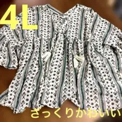 BLUE STRIVE ボタニカル柄 チュニック 五分袖