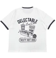 Quash フードキャラプリントTシャツ M 白 紺 vintage アメカジ