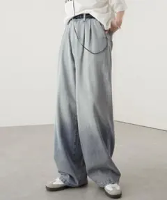 ブルーグラデーション ワイドデニムパンツ