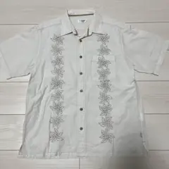 Crocodile 花柄刺繍 半袖シャツ Lサイズ