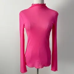 DAY CLOSET シアータートルネックメロウフリルトップス ピンク M