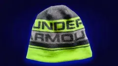 UNDER ARMOUR ニット帽 ビーニー グレー ネオンイエロー