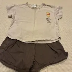 ディズニー　プーさん　半袖トップスとショートパンツセット 90 セットアップ