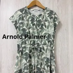 《Arnold Palmer》美品 葉柄プリント ワンピース M 春夏 洗える