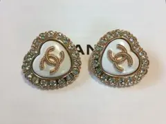 CHANEL 　ハート型ボタン クリスタル付き　♡　2点セット　ヴィンテージ