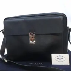 【極美品】プラダ ショルダーバッグ サフィアーノレザー 三角ロゴ 黒 ギャラ付