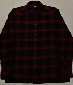 UNIQLO オンブレ チェックシャツ 赤 黒 ユニクロ 長袖 L