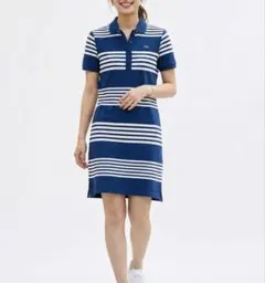 LACOSTE ボーダー ポロワンピース ネイビー