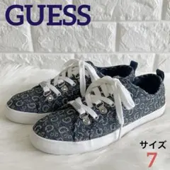 ゲス GUESS ローカットスニーカー 総柄 デニム モノグラム ブランドロゴのサムネイル