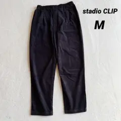 【スタジオクリップ】コーデュロイ テーパードパンツ (M) 黒 ハイウエスト