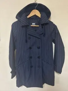 HELLYHANSENヘリーハンセンネイビー ストライプ ダブルブレストコートS