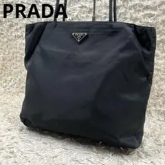 PRADA A4可 2室 三角ロゴ ナイロン トートバッグ 肩掛け ブラック