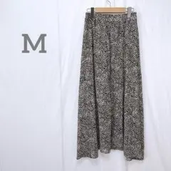白黒レオパード柄フレアスカート ロングスカート アニマル柄 ヒョウ柄 Mサイズ