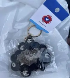 黒ミャクミャク　ラインストーンマスコットキーホルダー