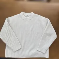 【UNIQLO】ユニクロウォッシャブルソフトニットクルーセーターオフホワイト L