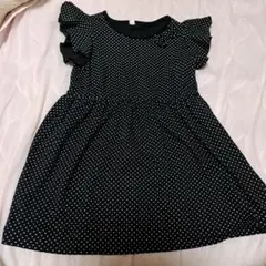 ドット柄 フリル袖 ワンピース 120