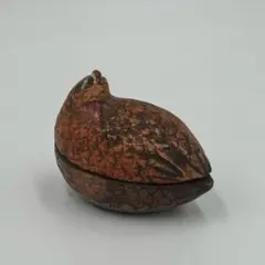 古茶道具　鶴　香合　赤色絵