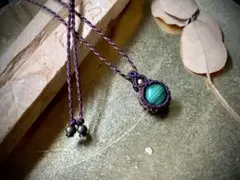 マラカイト⌘マクラメ編みネックレス