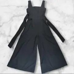 極美品 オールインワン サロペット (M相当) 体型カバー ワイドパンツ 黒