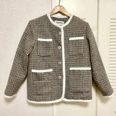 韓国風 裏キルティング ツイードジャケット