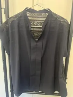 ナノユニバース　ネイビー　ブラウス　半袖