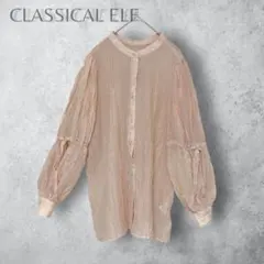 【CLASSICAL ELF クラシカルエルフ】　袖リボンボリュームシアーシャツ