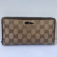 GUCCI GGキャンバス ラウンドファスナー 長財布 箱あり正規品 - メルカリ