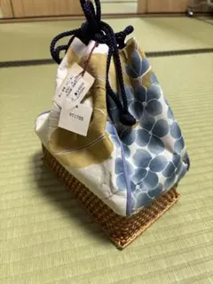 【閉店セール】和装用バッグ 青と金の花柄