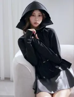 サンバイザー付きUVカットパーカー(BLK-F)のサムネイル