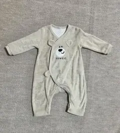 【美品】着脱簡単 ボタン少なめ タオル地ロンパース くま 長袖