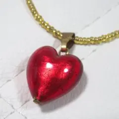 ［未使用品］MURANO GLASS　ムラーノグラス　ネックレス　ハート