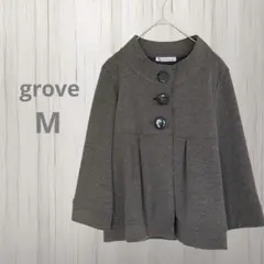 grove◇◆ジャケット ショート丈 七分袖 グレー Ⅿサイズ