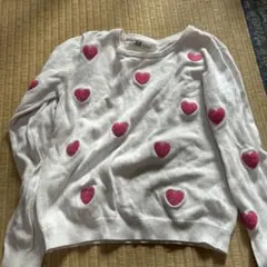 薄手ニット　ハート柄　7-8