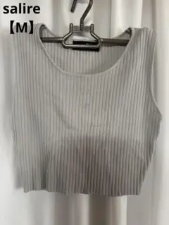 【salire】グレー リブ編み クロップドタンクトップ