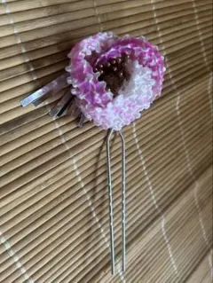 ピンクの花形髪飾り かんざし 夏祭り 夏服 レディース 髪飾り 浴衣