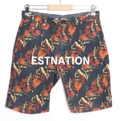 ESTNATION ボタニカル柄ハーフパンツ S ストレッチのサムネイル