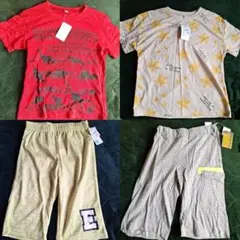 恐竜Tシャツ・星柄Tシャツ・ショートパンツ全4点セット　130