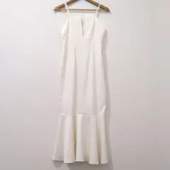 JUNOAH キャミドレス M 白 マーメイド ロング ワンピース パーティー