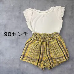 ブリーズ　ベビー半袖Tシャツ チェック柄ショートパンツ セット 90cmのサムネイル